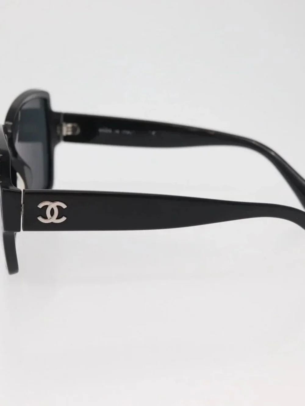 CHANEL COCO Mark Sunglasses plastic Black 5385-A CC Auth BA11986